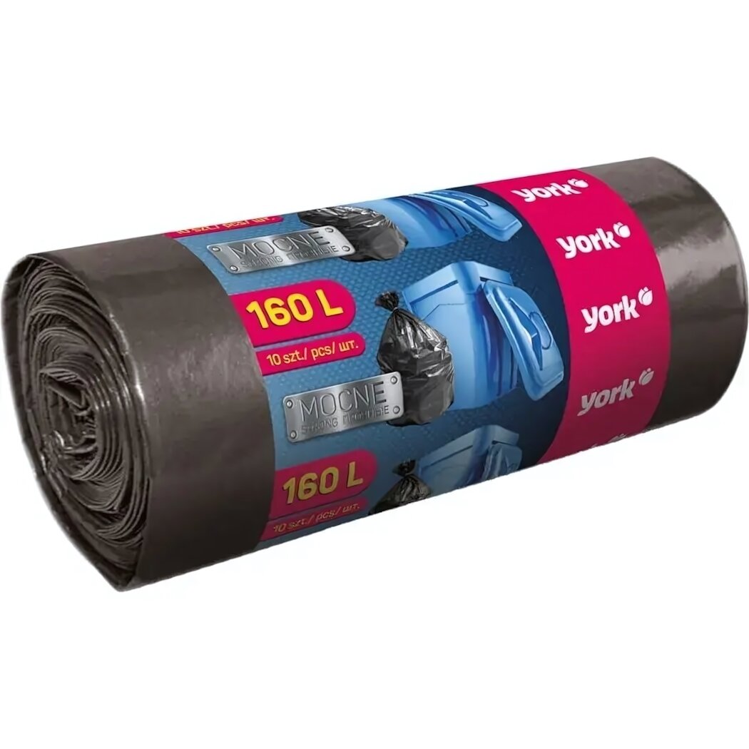 Мешок для строительного мусора усиленный 160 л, 60 мкм, черный, 10 шт/уп YORK