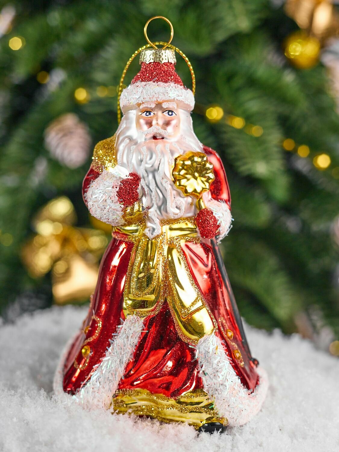 Елочная игрушка стеклянная ручная роспись Дед Мороз 135 см