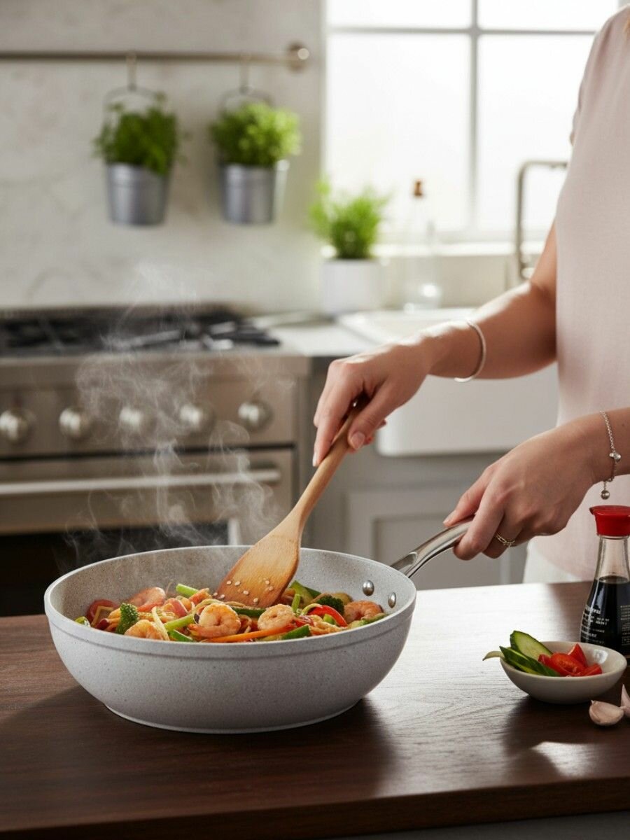 Сковорода WOK Granita антипригарная 24x6.5 см Korkmaz