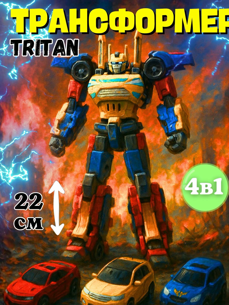 Трансформер 4в1, машинка для детей, робот, машинка для мальчиков — фото 1