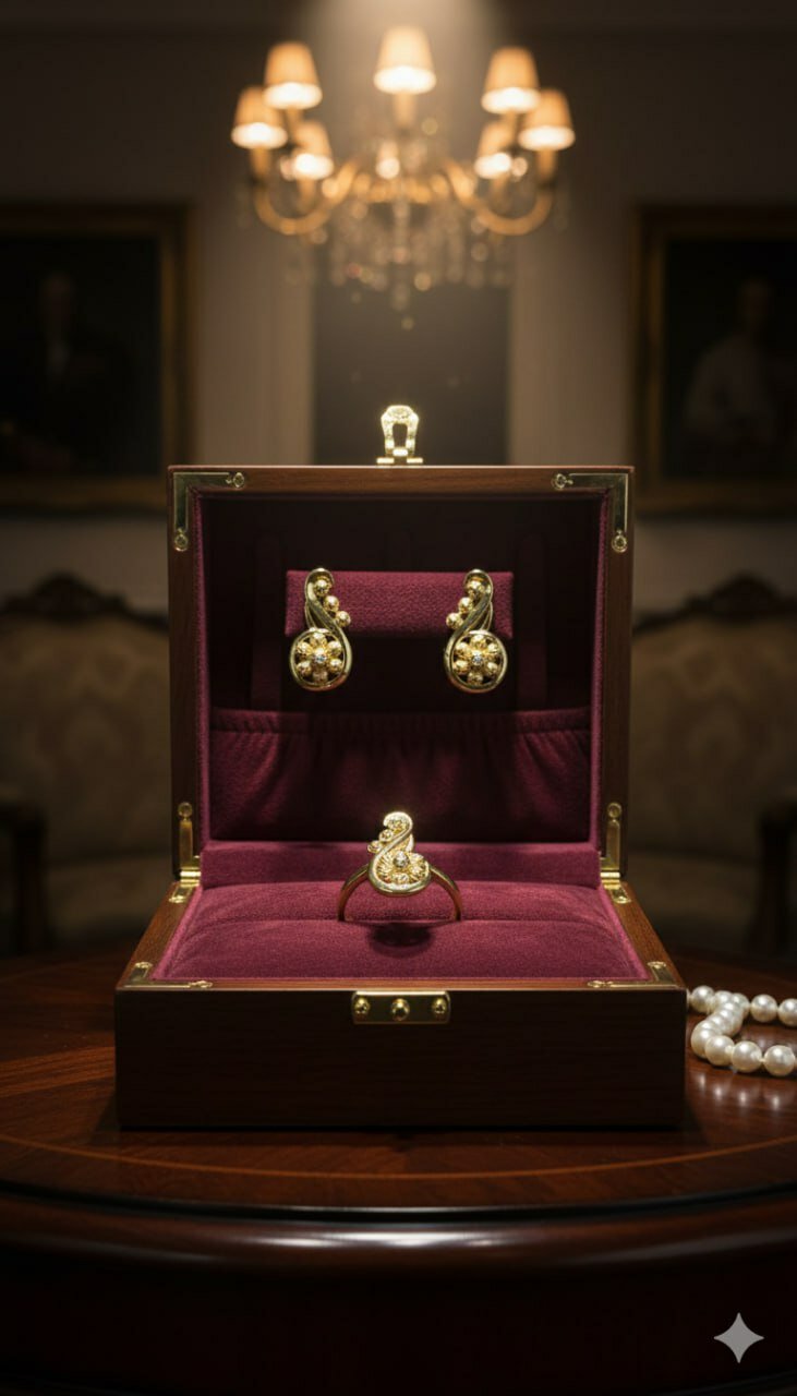 Комплект бижутерии: серьги, кольцо, Swarovski Zirconia