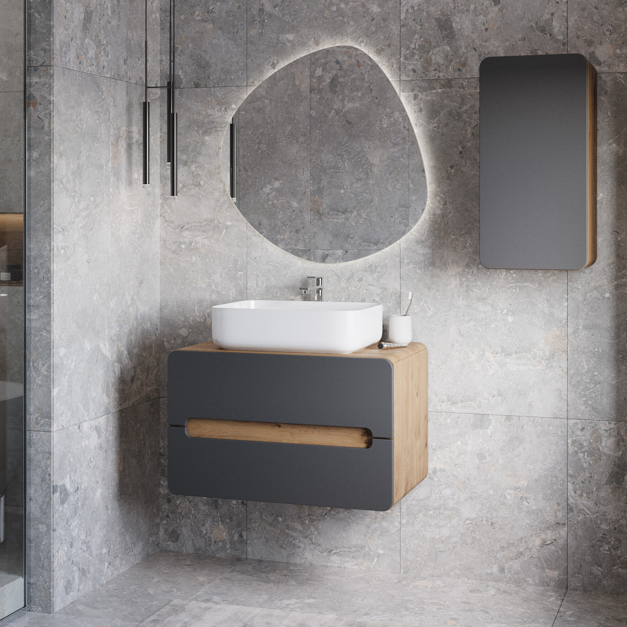 Шкаф Пенал в Ванную Комнату VORQUA 70см. TYPE001P