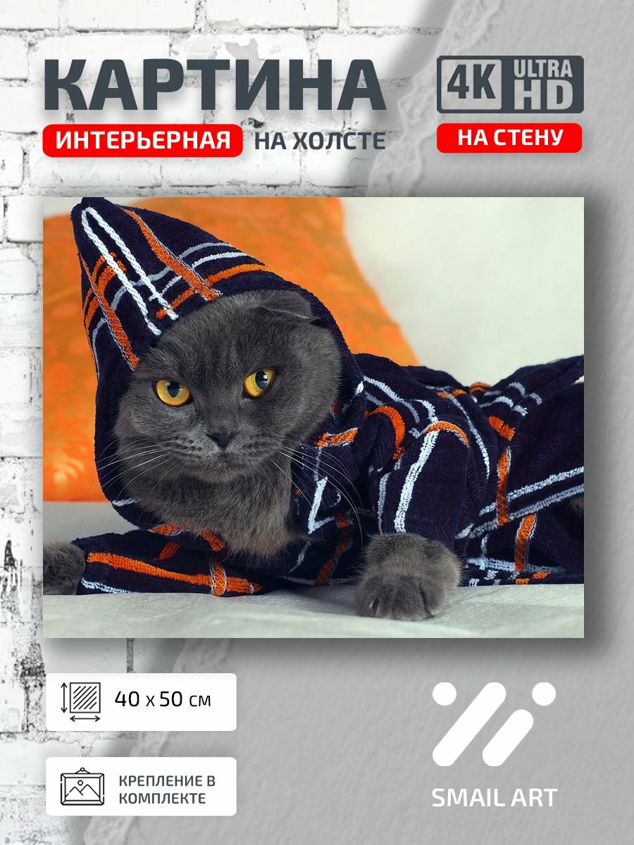 Картина на холсте интерьерная 40 на 50 на стену Пижамке Animal для кафе animal style декор