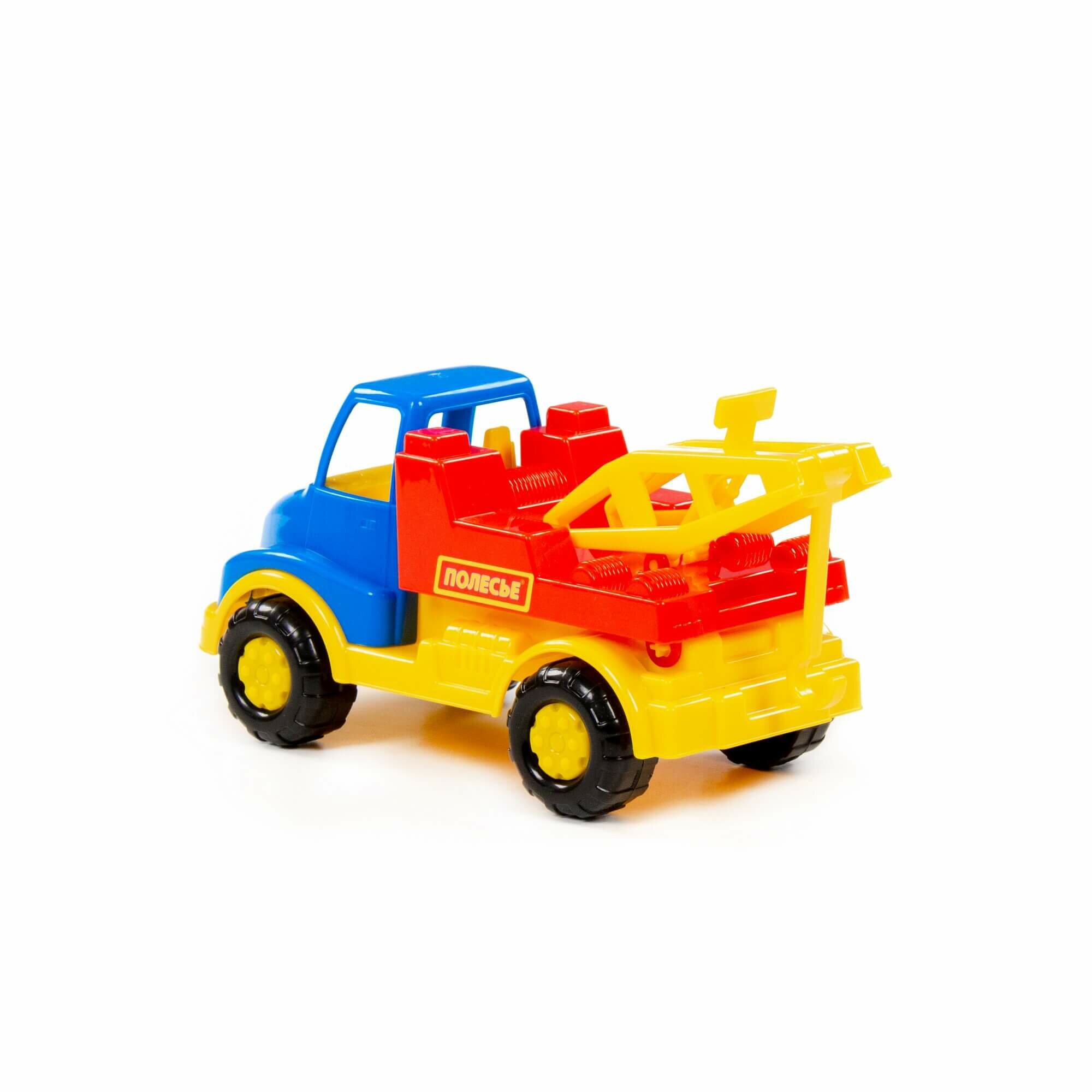 Игрушечный эвакуатор «леон» — яркий детский эвакуатор с подъемным краном, 3+ — фото 1