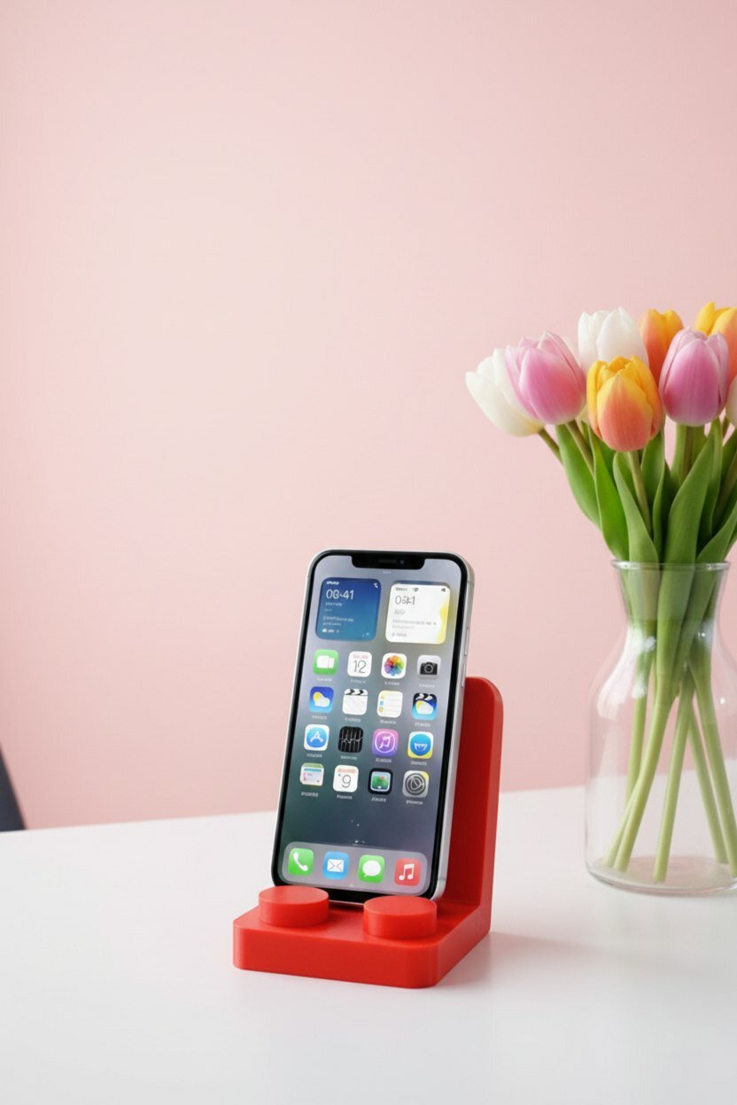 Подставка-держатель для смартфона в стиле Lego (красный)