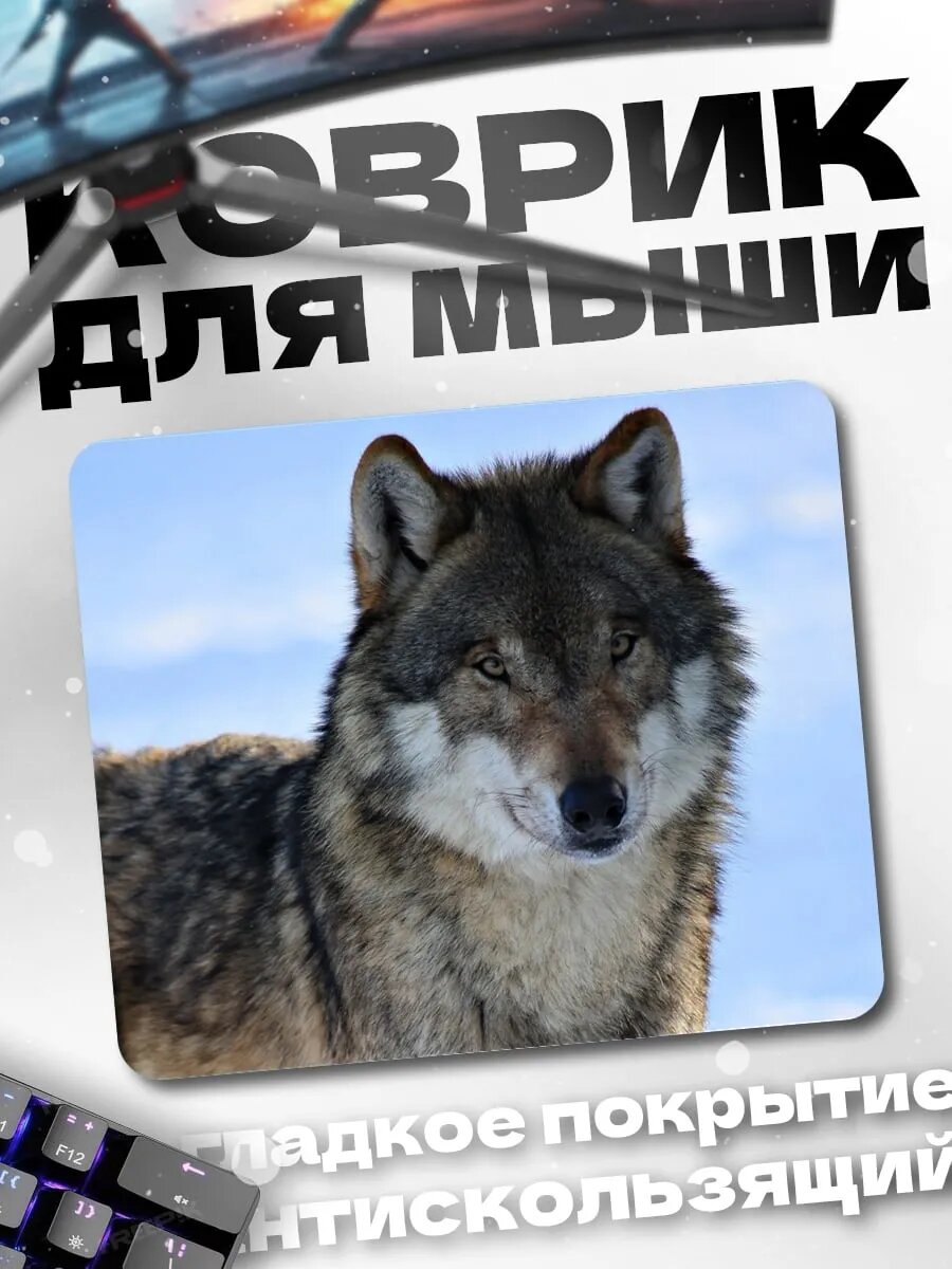 Коврик для мыши Волк в снегу