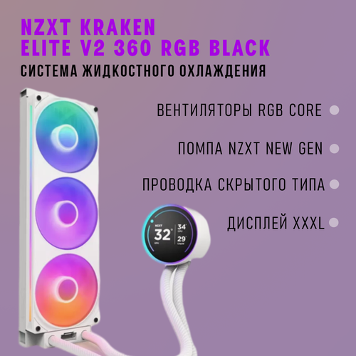 Изображение товара Система жидкостного охлаждения NZXT Kraken Elite V2 360 RGB White (2024)