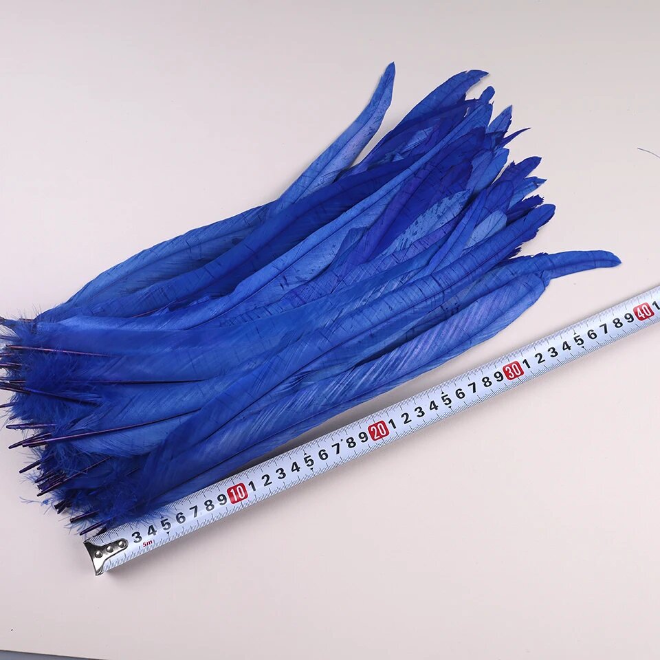 Натуральные перья петуха 50 шт, royal blue, 35-40 50pcs