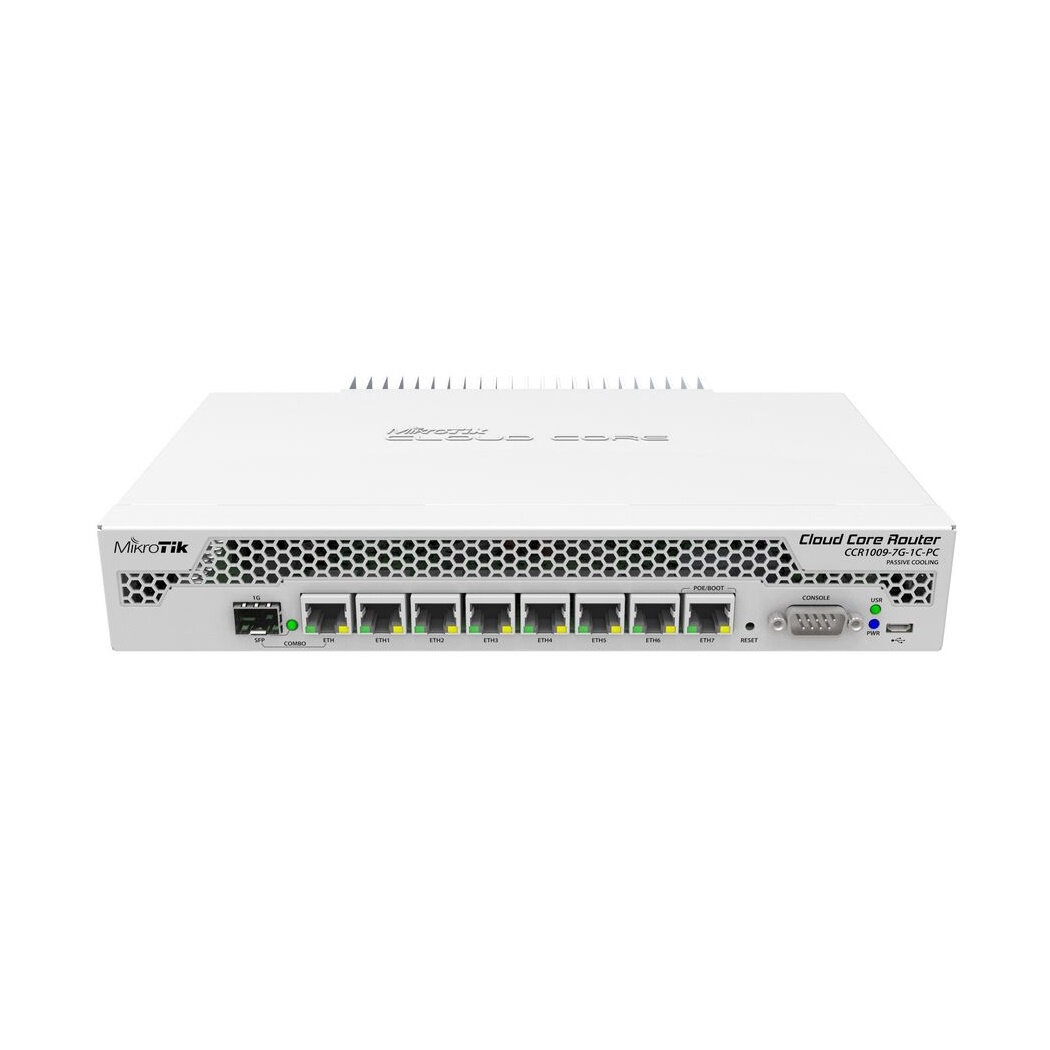 Маршрутизатор Mikrotik CCR1009-7G-1C-PC 7 портов Ethernet 10/100/1000, 1 порт SFP/RJ45, Passive PoE