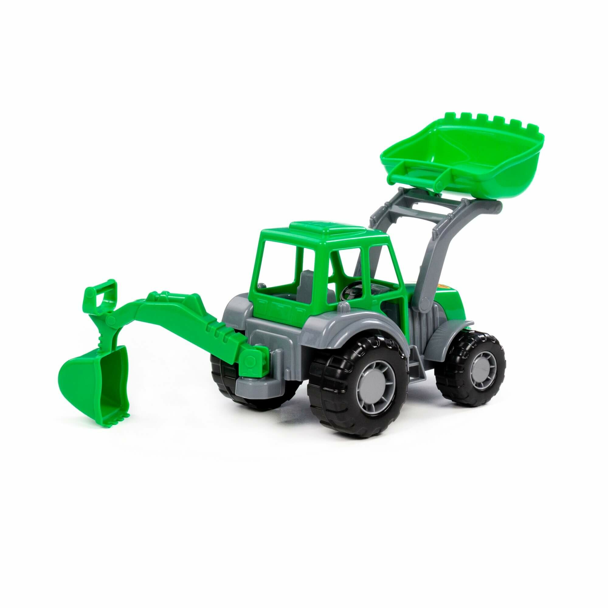 "Мастер", трактор-экскаватор Полесье (серо-зелёный) (в сеточке) — фото 1