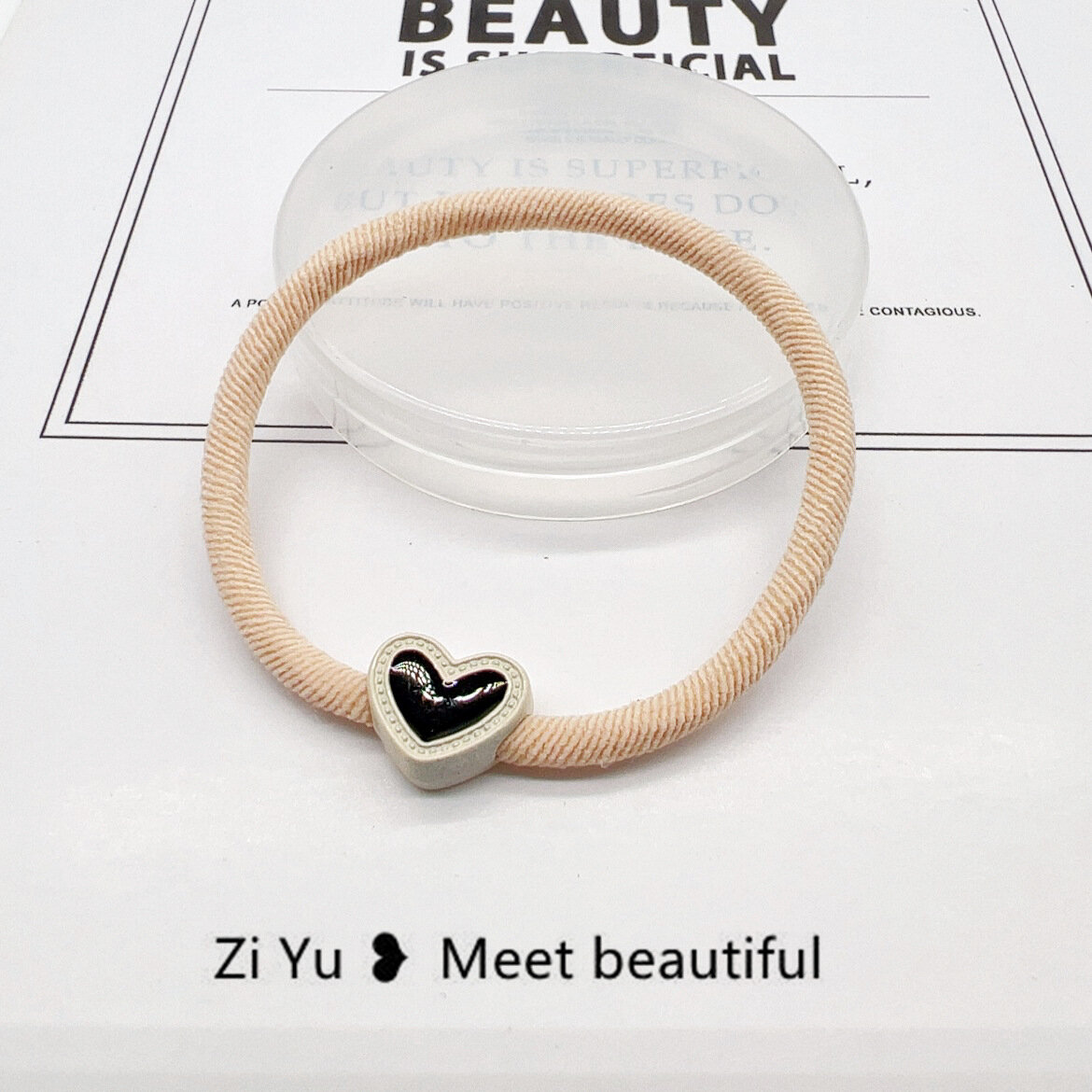 Резинка для волос "Love Heart", корейская, высокоэластичная, цвет хаки