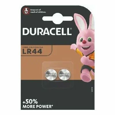 Батарейка (2шт) Duracell LR44 (G13 A76) 1.5В щелочная (алкалиновая) (бл2)