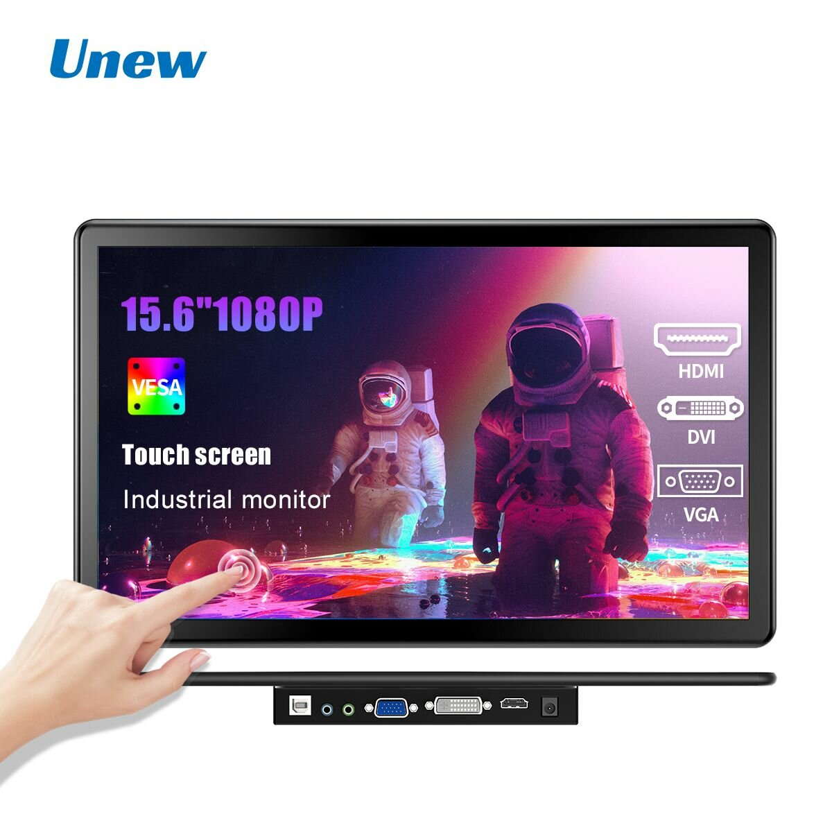 Unew 15,6 дюймов сенсорный экран настенный промышленный монитор 1920X1080 внешний второй дисплей HDMI DVI VGA USB-C Type-C Mini HD