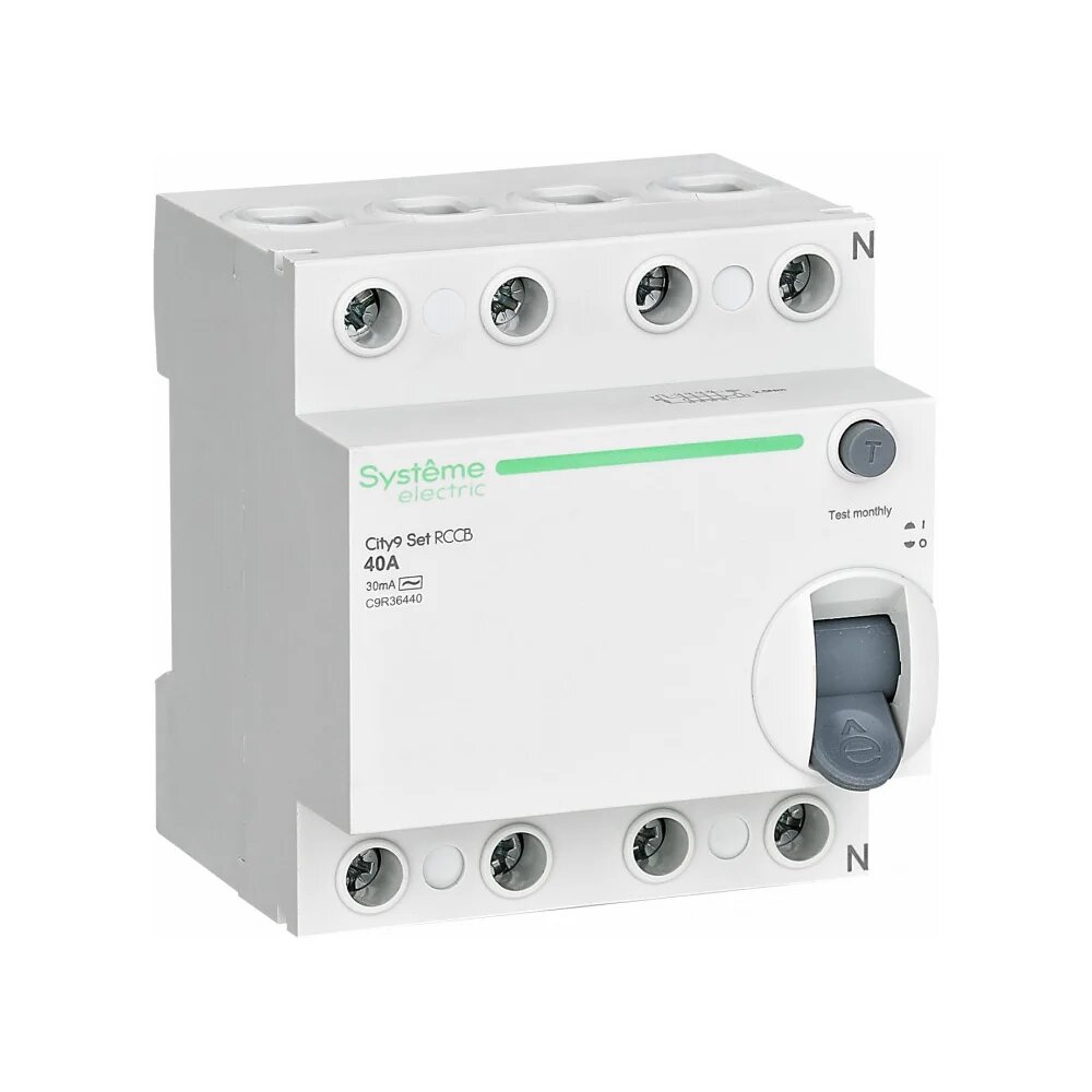 Выключатель дифференциального тока Systeme Electric City9 set вдт 40а 4p 30ма тип-ac 400в (ранее EZ9R34440) C9R36440