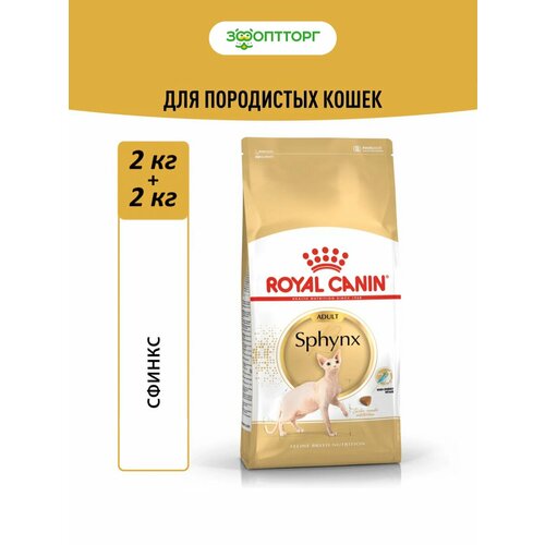 Royal Canin Sphynx Adult для взрослых кошек породы сфинкс Курица, 2 кг. упаковка 2 шт