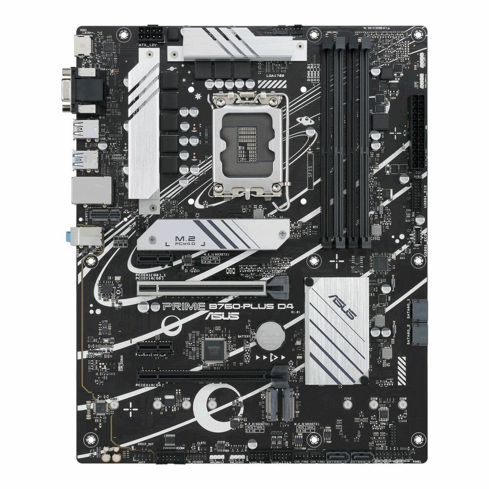 Материнская плата ASUS PRIME B760-PLUS D4 LGA1700 ATX 4xDDR4 2xPCIEx16 2xPCIEx1 3xM.2 USB-C DP HDMI.