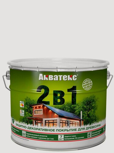 Изображение товара Акватекс 2 в 1, цвет Сосна, 9 л, пропитка по дереву, защитно-декоративное покрытие для древесины