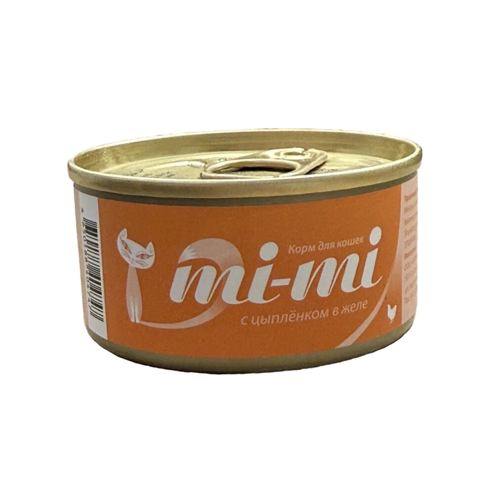 Влажный корм Mi-Mi для кошек и котят с цыпленком, кусочки в желе, 80 гр