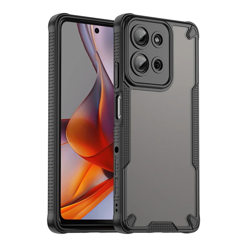 Полупрозрачный матовый бронированный чехол для Motorola Moto G75, приятный для кожи матовый чехол для ПК, задняя крышка Moto G75 G55 G35 5G, чехол для Moto G75, Моторола Мото G75, Black