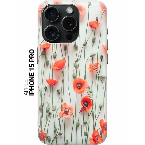 фото Силиконовый чехол на apple iphone 15 pro / эпл айфон 15 про с рисунком "маки на белой стене" slvgo