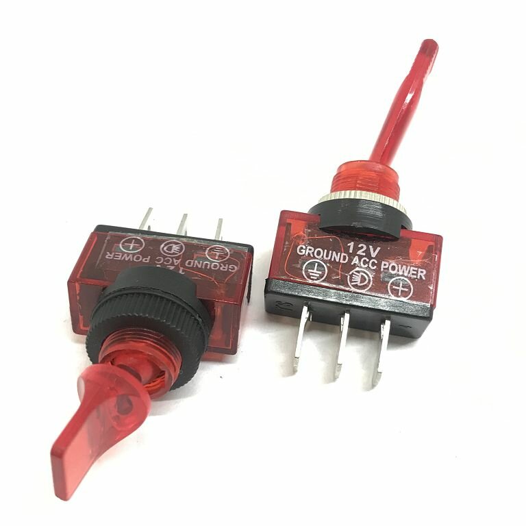 Тумблер для цепей постоянного тока ASW-13D, красный тумблер 12В 20А — фото 1