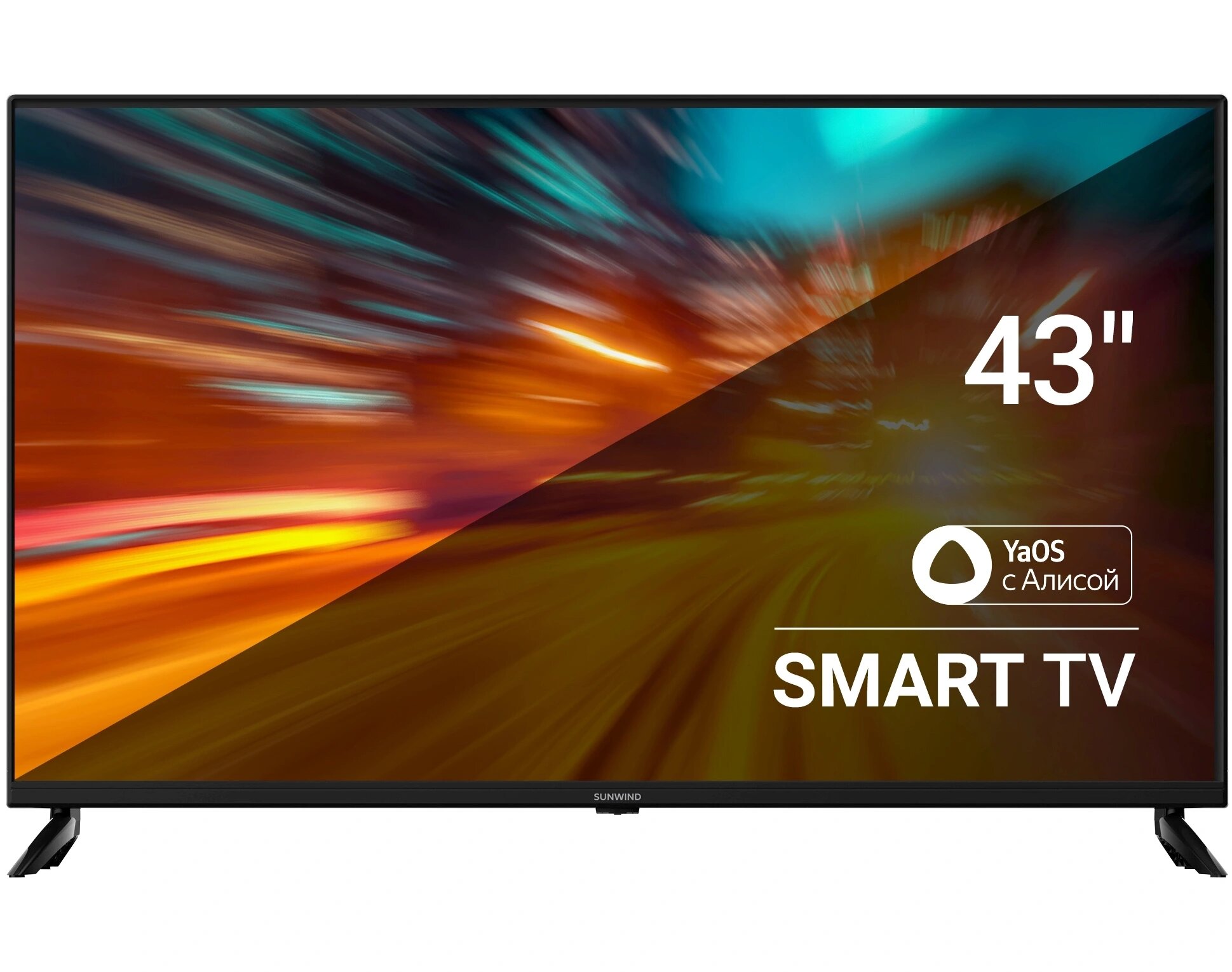 43" Телевизор SunWind SUN-LED43XU400, 4K Ultra HD, черный, смарт ТВ, YaOS