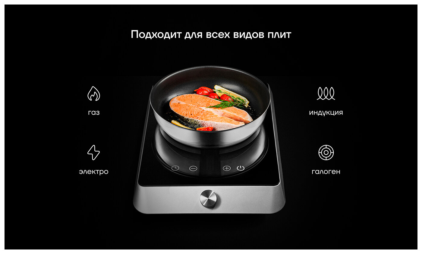 Набор посуды Polaris EasyKeep-6DSS, из 6 предметов, cо съемной ручкой, серый (022585) — фото 1