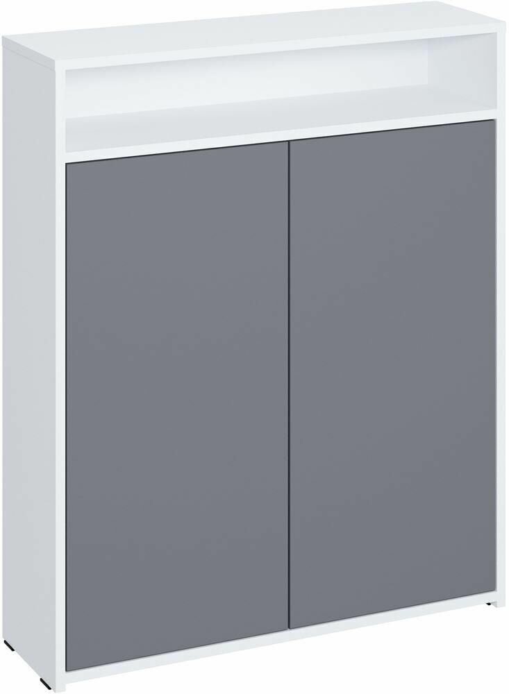 Обувница в прихожую закрытая 2-х дверная Белый/Серый