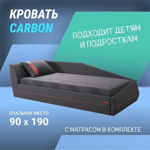 Фабрика Мирлачёв кровать CARBON изголовье slim 90х190 со встроенным матрасным блоком изголовье левое кант бирюза 39000₽