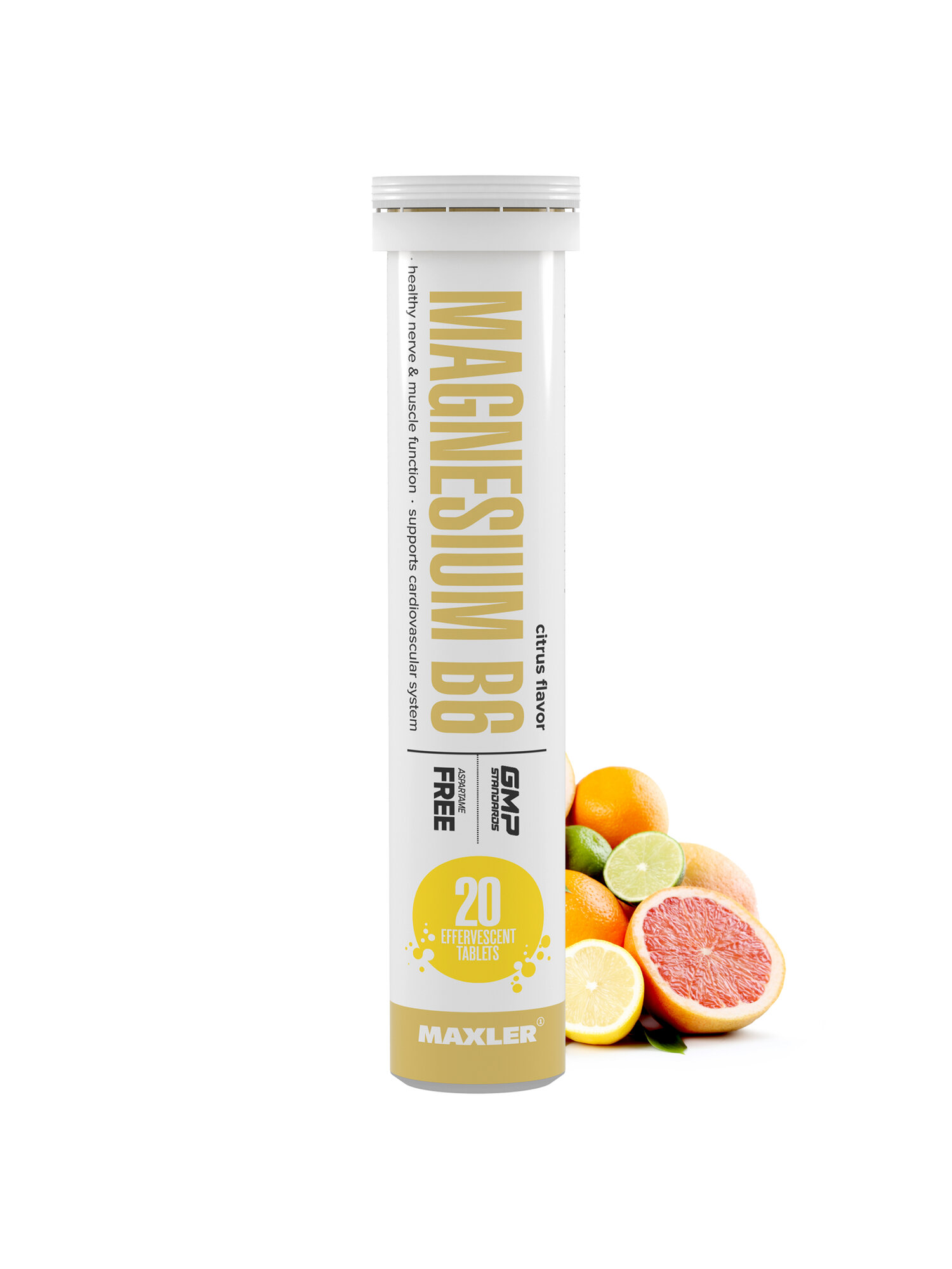 Магний Б6 в шипучих таблетках Maxler Magnesium B6 Effervescent, 20 штук - Цитрус