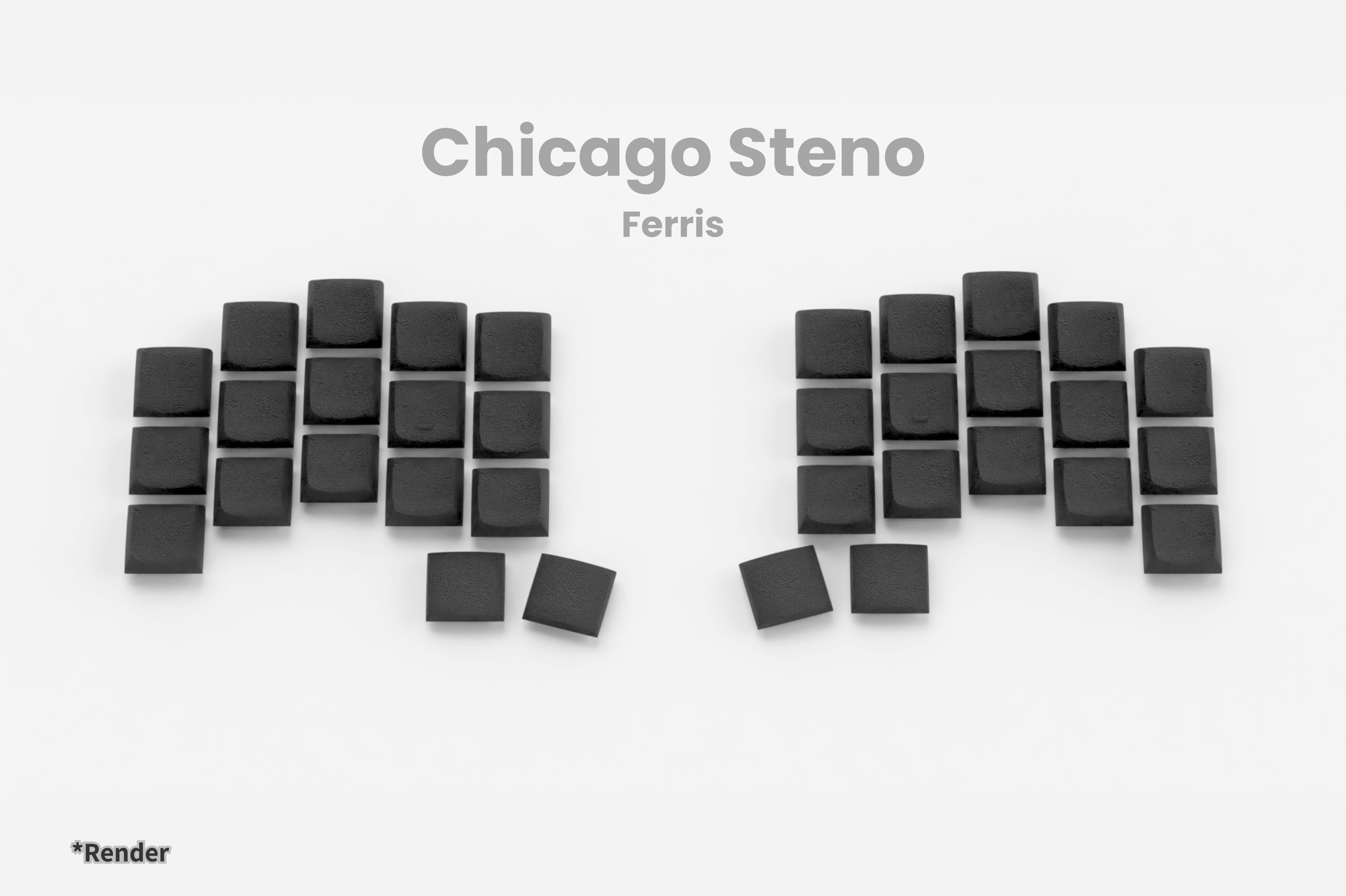 Кейкапы Chicago Steno Choc V1, эргономичные, низкопрофильные, для сплит-клавиатуры, черные, 52 шт