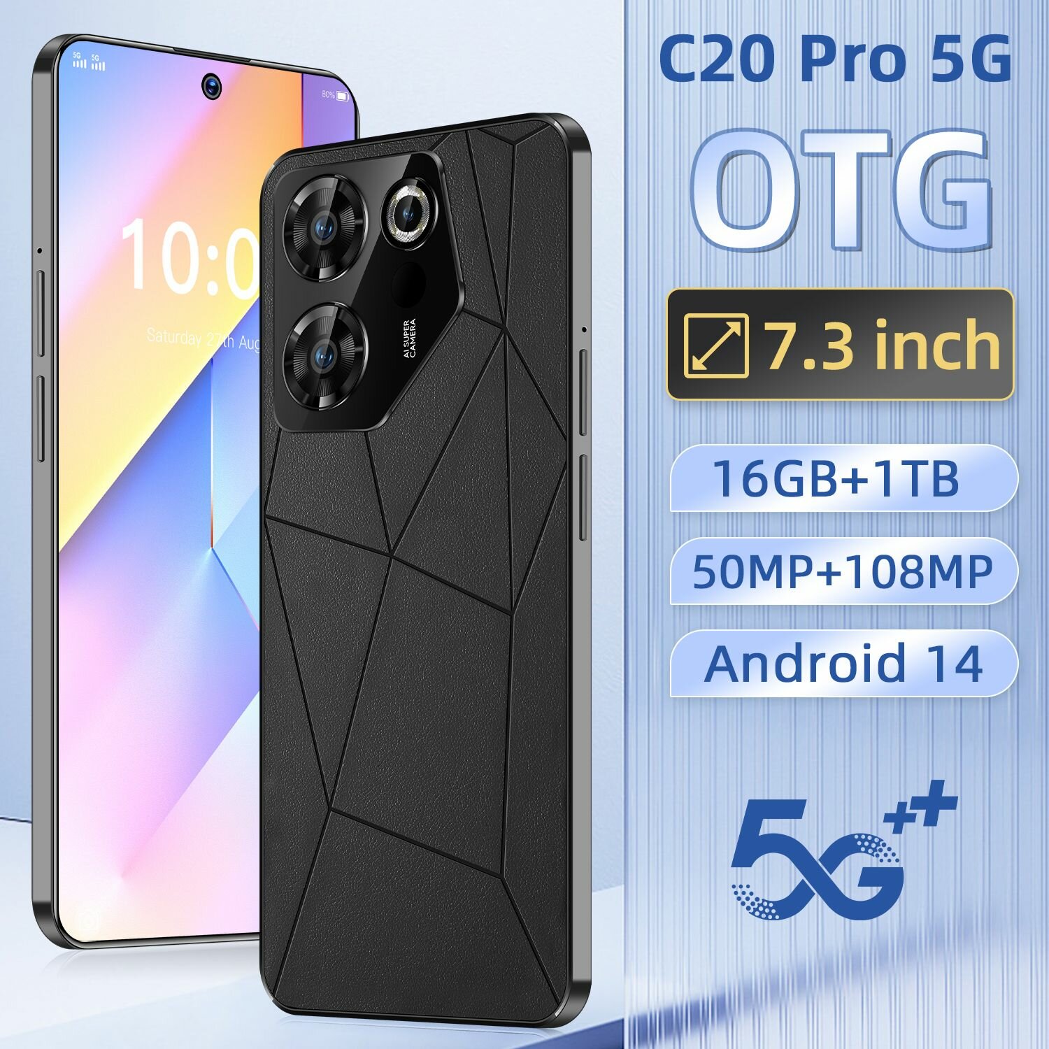Смартфон Camon 30 , 7,3-дюймовый большой экран, емкость 7800 мАч, 16 ГБ + 1 ТБ ОЗУ, русская языковая система