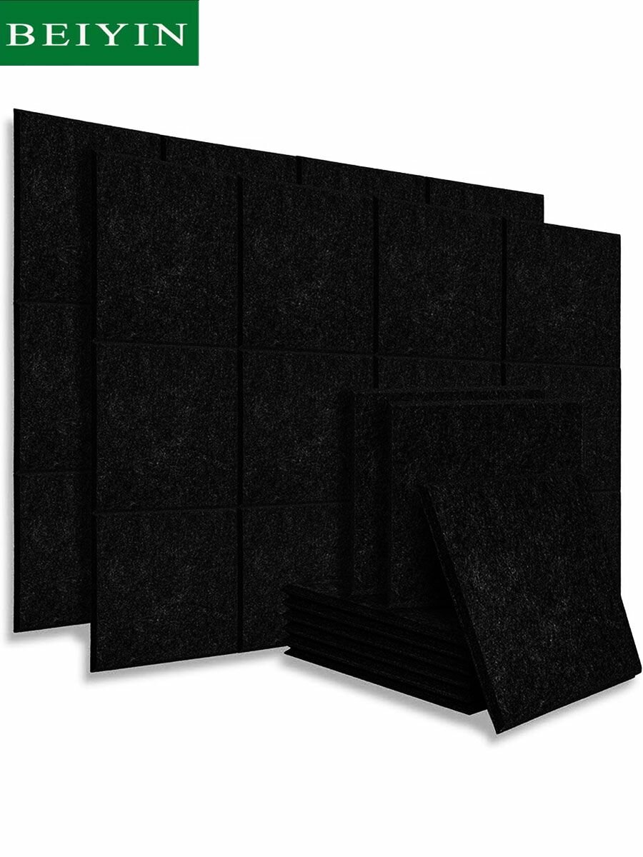 BEIYIN 12/24/36/48 шт. Звукопоглощающие полиэфирные панели 600x600 MM (0.9 см) офис/квартира шумоподавление