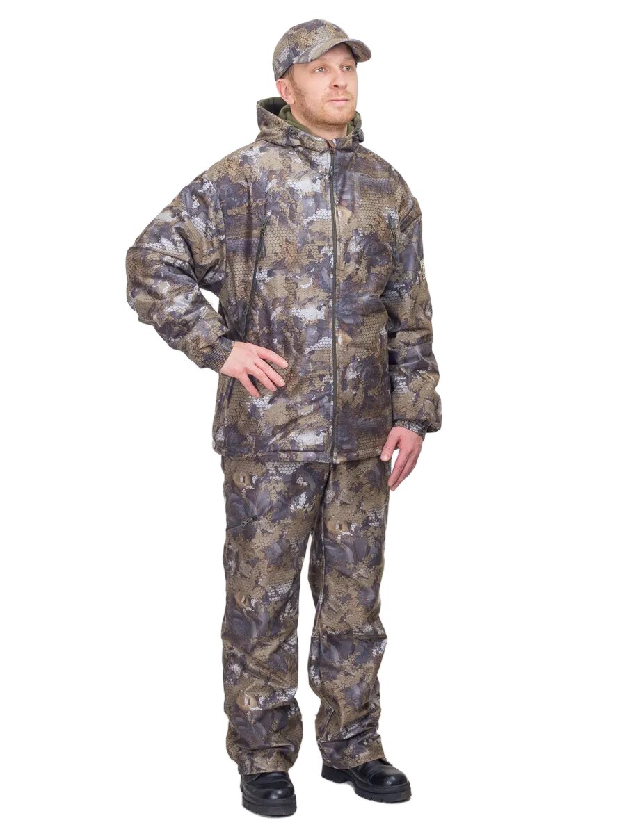 Костюм утепленный Патруль лес соты с мембранным полотном и флисовой подкладкой камуфляж