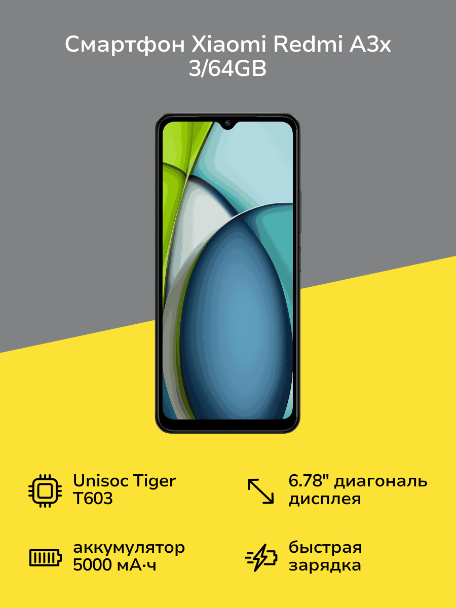 Смартфон Xiaomi Redmi A3x 3/64GB Midnight Black
