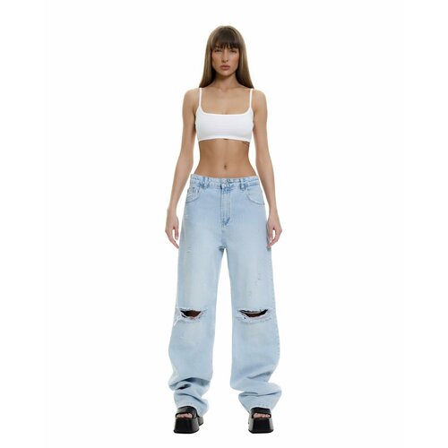 фото Джинсы широкие suborbia torn, размер m/l, light blue