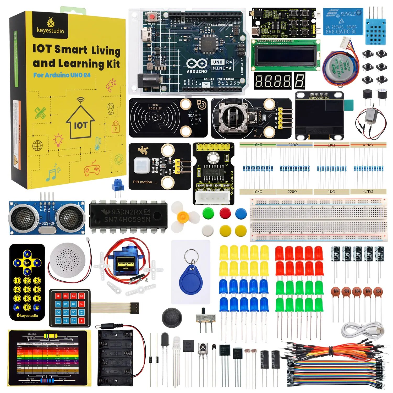 Keyestudio Arduino Uno R4 Smart Living Kit, Arduino UnoR4 Minima