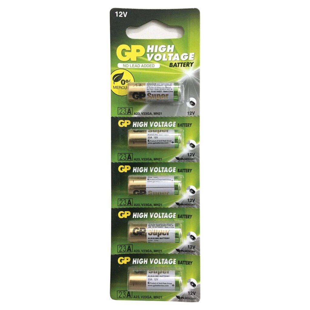 Батарейки GP High Voltage, 23AE, алкалиновая, для сигнализаций, 1 шт, в блистере (отрывной блок), 23AF-2C5