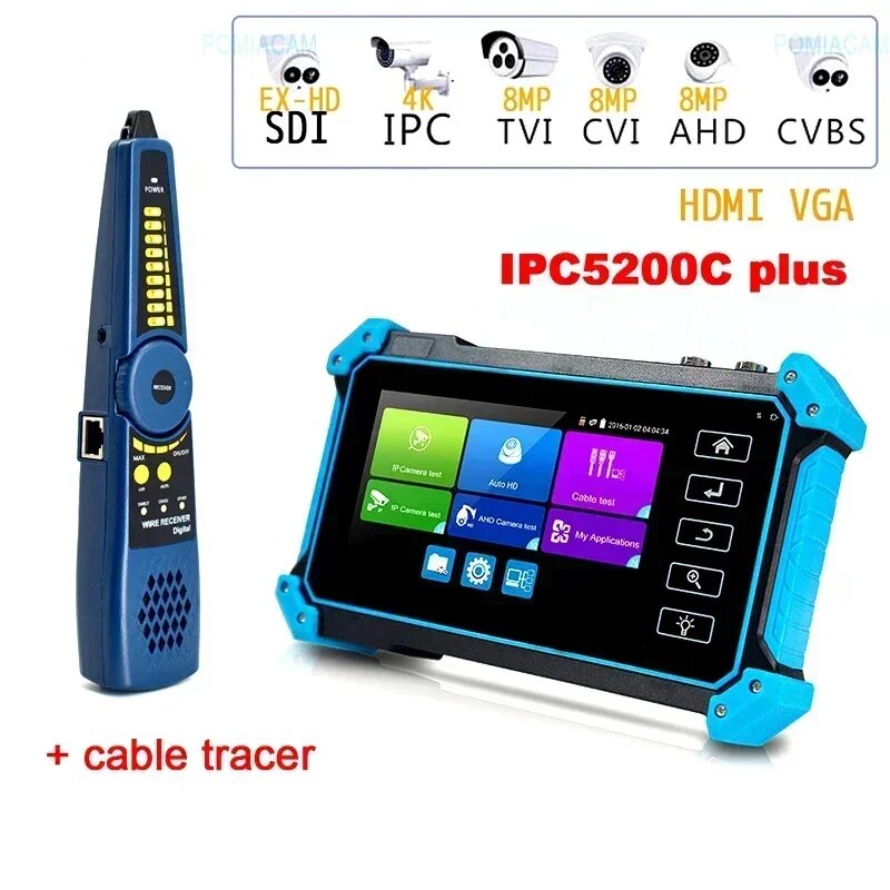 GILEETEEK IPC5200 PLUS Тестовый монитор видеонаблюдения 5,4 дюйма, IPC5200 with tracer