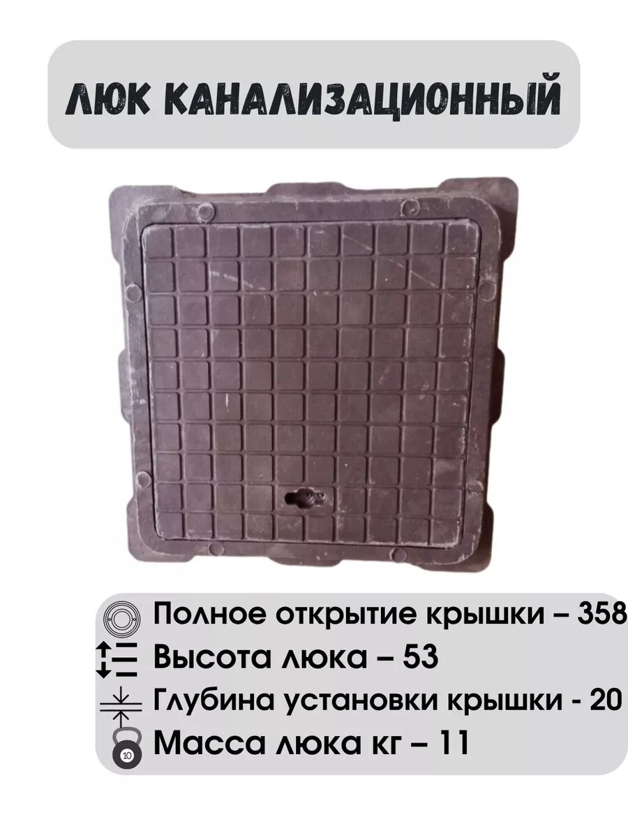 Люк квадратный садовый 46x46/h53мм/700кг