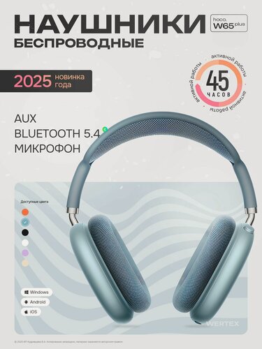 Изображение товара Наушники беспроводные Hoco W65 Plus, цвет Blue