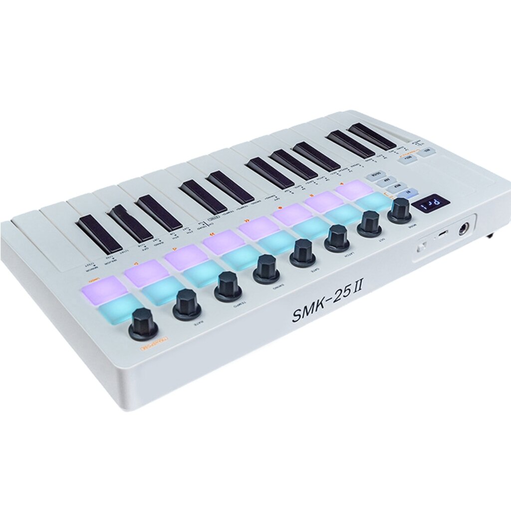 Контроллер MIDI-клавиатуры Маленькая 25-клавишная USB MIDI-Клавиатура с Сенсорным Стержнем 16 Drum Pad 25-клавишный USB MIDI-Контроллер Клавиатуры