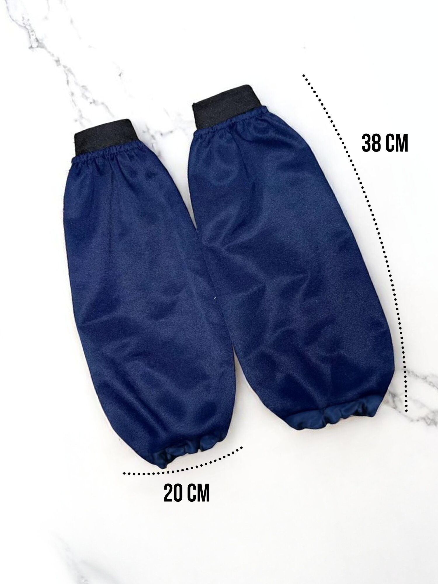 Нарукавники рабочие, плотная ткань, многоразовые, синие, длина 40см — фото 1