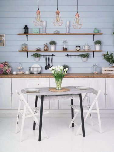 Изображение товара Стол Кэлли кухонный обеденный раздвижной овальный, камень светлый, 94/126х64х75 см.