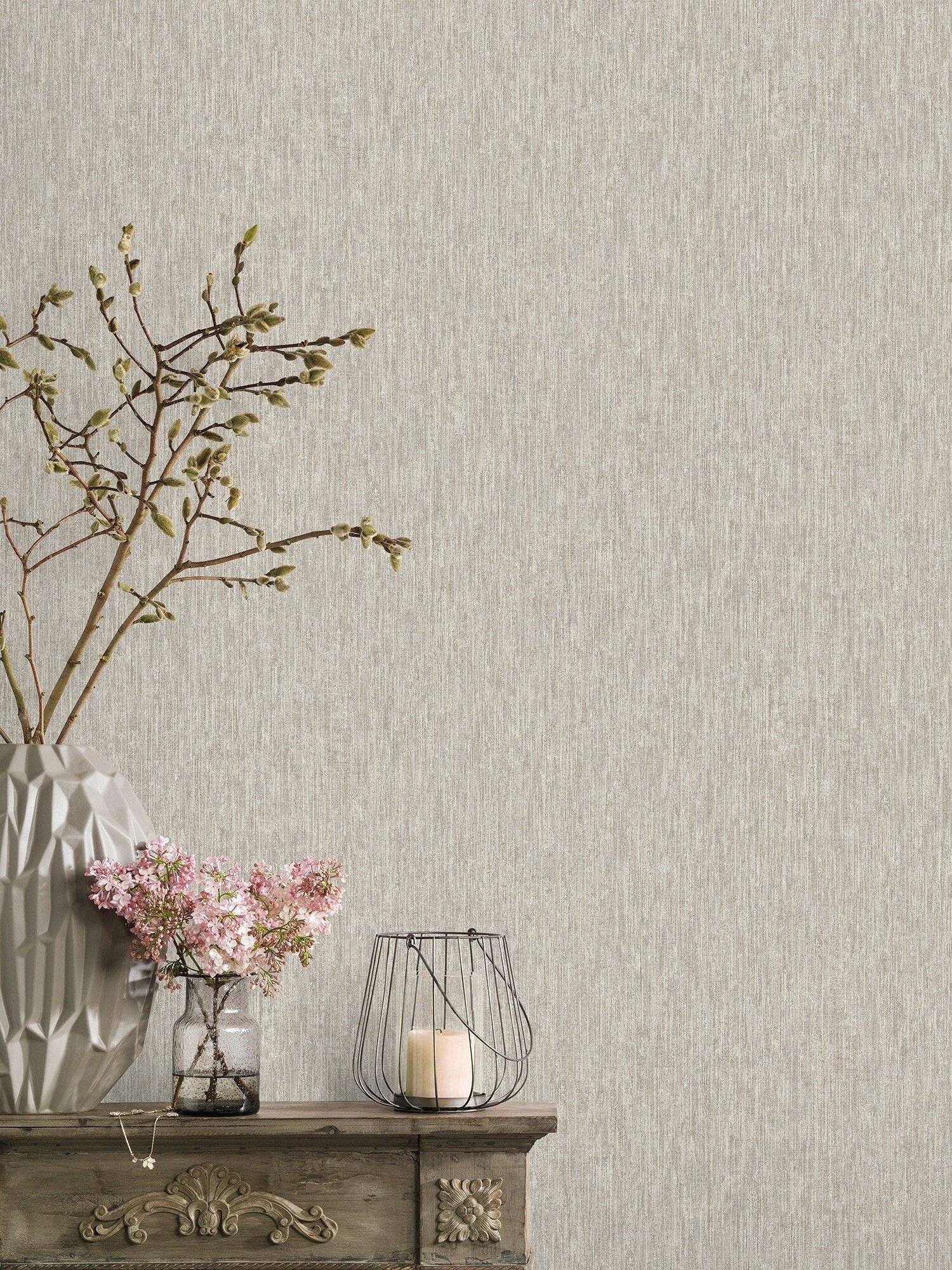 Обои винил горячего тиснения моющиеся на флизелиновой основе Wall Up Canyon 1.06м х 10.05м однотонные эффект ткани цвет светло-серый матовый