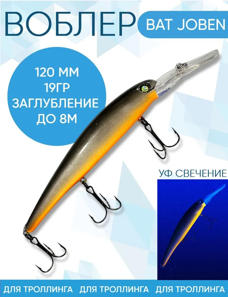 Воблер BAT Joben (Бандит) B072 120мм 19гр заглубление 8м для троллинга