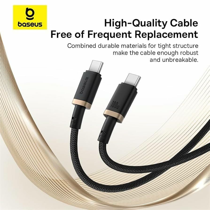 Кабель Baseus "Dura", для быстрой зарядки, USB-C - USB-C, 100Вт, черный, 1м