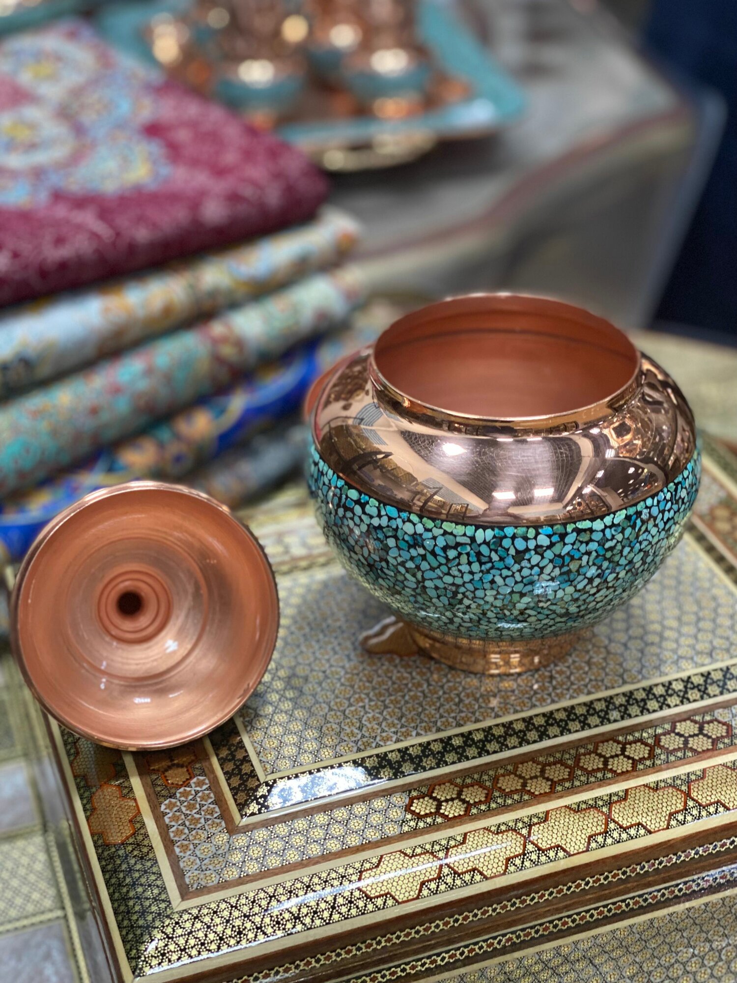 Сахарница Персидский Базар "Фирузе", ручная работа, диаметр 11см, 570г — фото 1