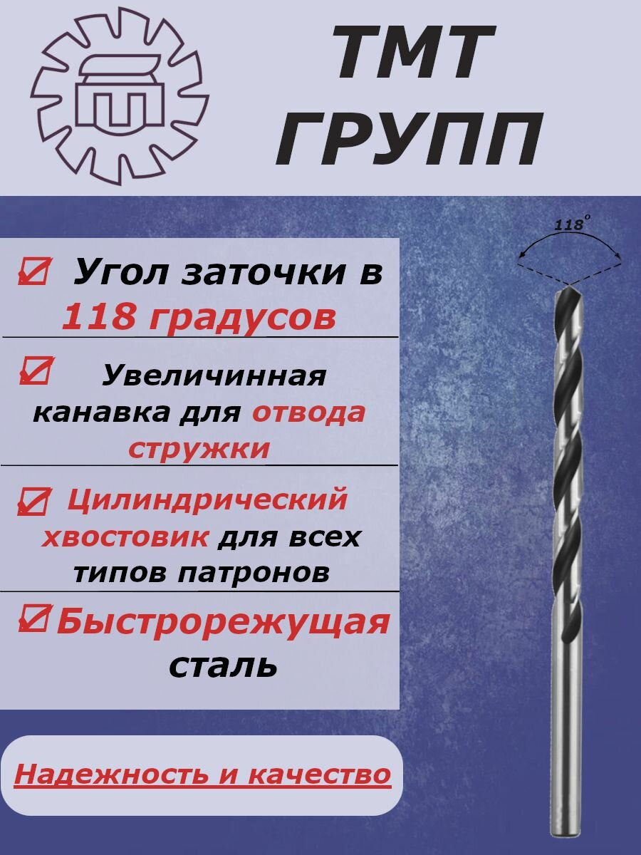 Сверла И Наборы Сверло по металлу, цилиндрический хвостовик, ц/х, 8.6 мм. Р6М5 с*