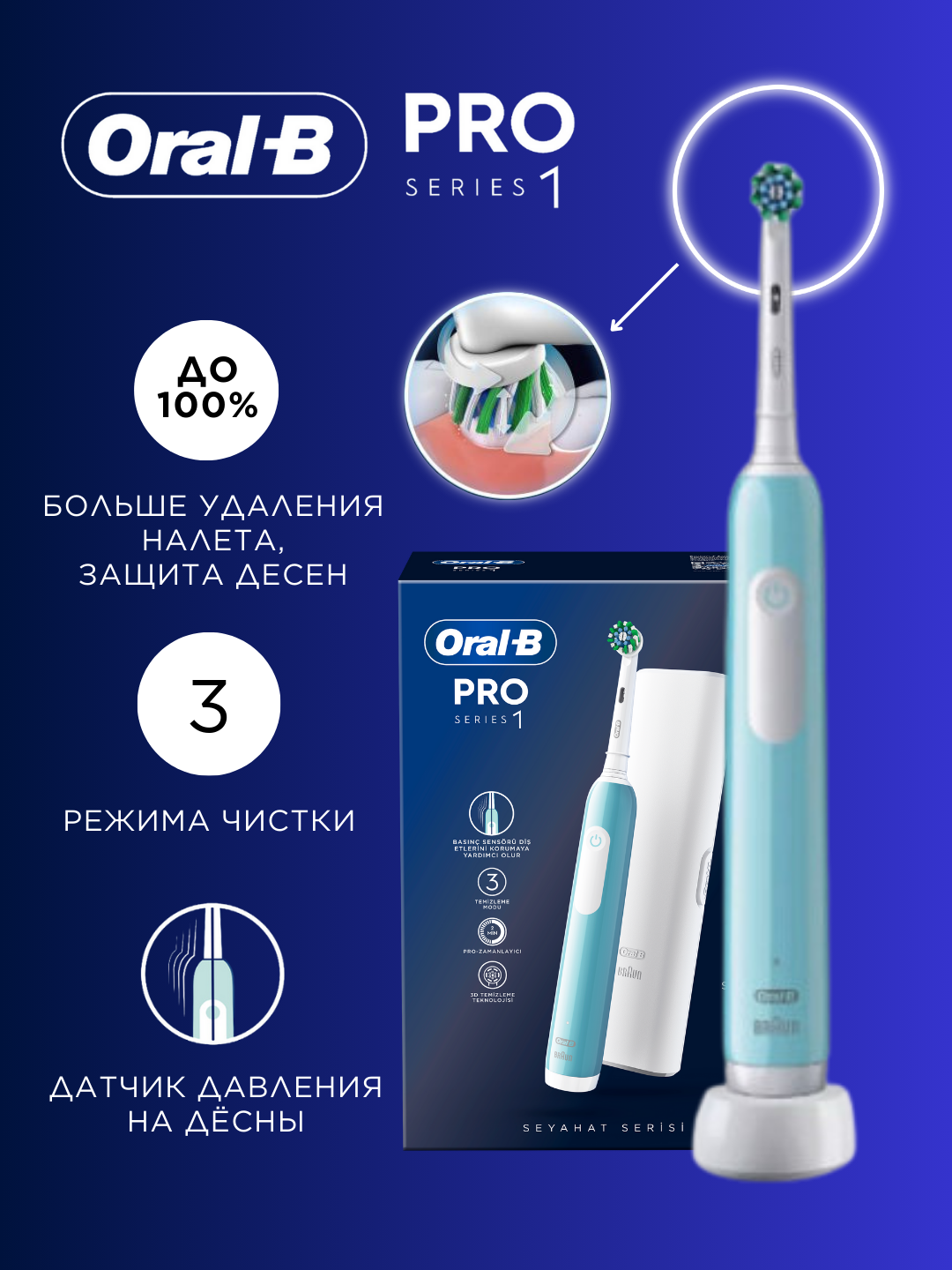 Электрическая щетка Oral-B Vitality Pro Series 1, синий цвет